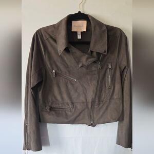 Anthropologie Hutch Vegan Faux Suede Moto Gray Jacket Size XS
